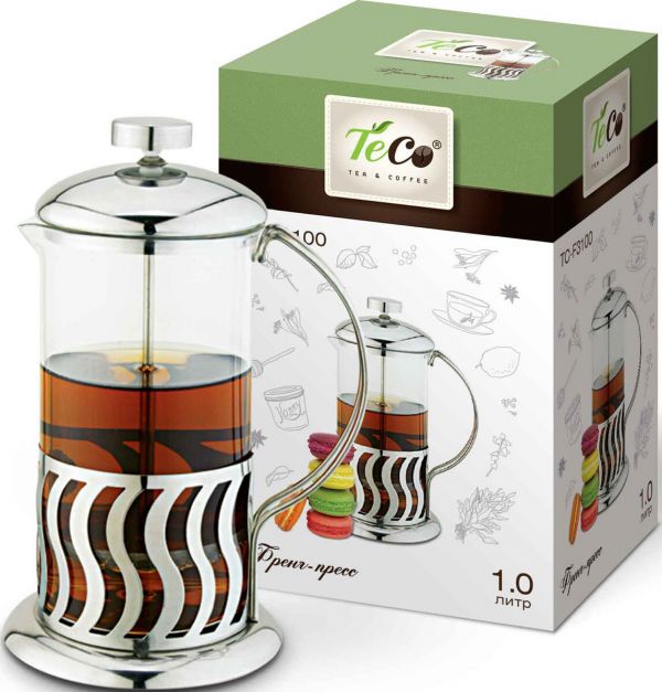 French press TECO, TC-F6100 1.0l made of high quality heat-resistant glass